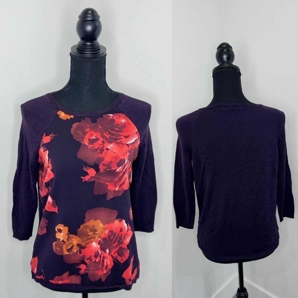 The Limited Floral Long Sleeve Lightweight Sweater (XS)